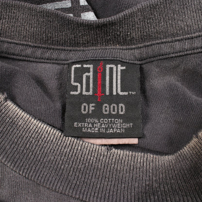 SAINT MICHAEL × FEAR OF GOD FG_SS TEE SNT OF GOD ユーズド加工 オーバーサイズ 半袖Tシャツ コットン グレー セント マイケル トップス SAINT MICHAEL