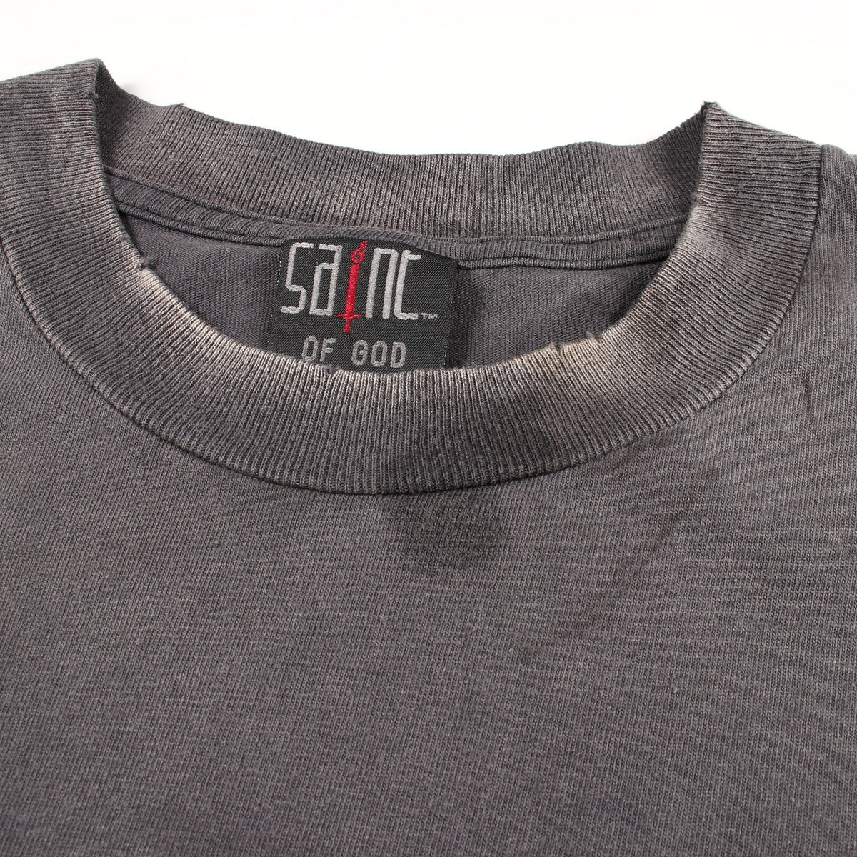 SAINT MICHAEL × FEAR OF GOD FG_SS TEE SNT OF GOD ユーズド加工 オーバーサイズ 半袖Tシャツ コットン グレー セント マイケル トップス SAINT MICHAEL