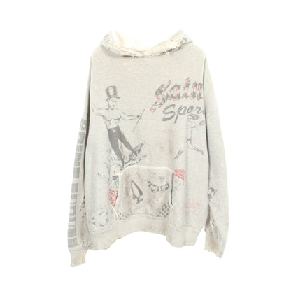 SAINT MICHAEL × Alexis Ross DRAWING HOODIE ヴィンテージ加工 プルオーバーパーカー コットン グレー セント マイケル
