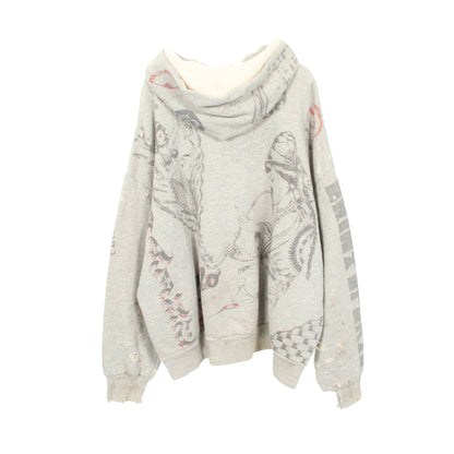 SAINT MICHAEL × Alexis Ross DRAWING HOODIE ヴィンテージ加工 プルオーバーパーカー コットン グレー セント マイケル