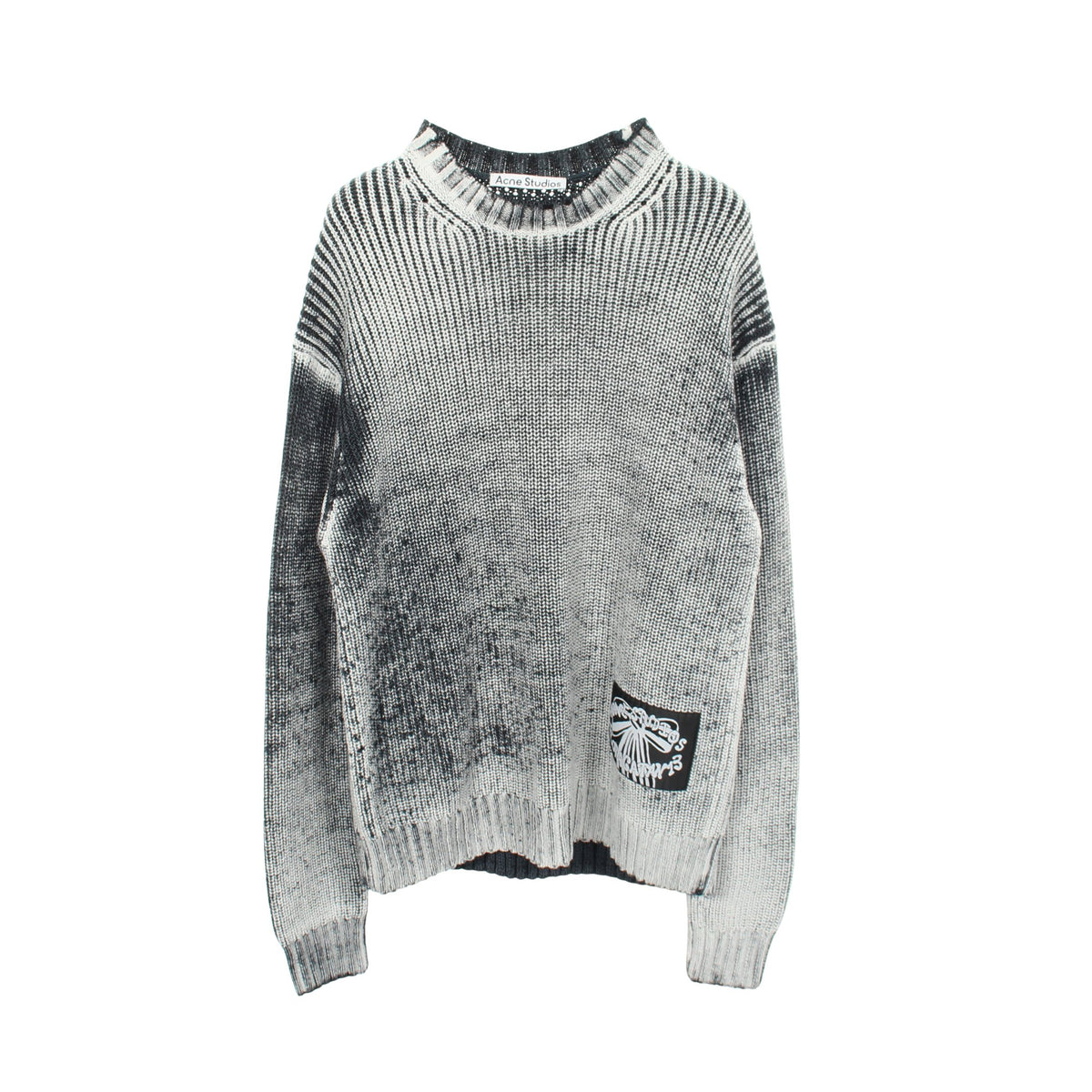 ロゴパッチ クルーネック ニット コットン グレー ネイビー アクネストゥディオズ トップス Acne Studios
