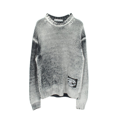 ロゴパッチ クルーネック ニット コットン グレー ネイビー アクネストゥディオズ トップス Acne Studios