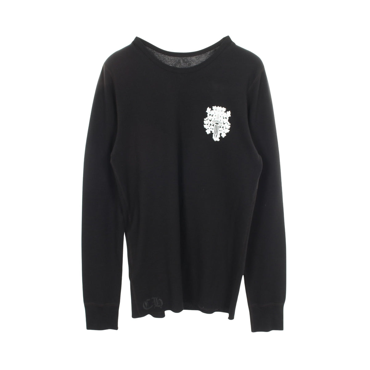 ダガー バックプリント ワッフル 長袖Tシャツ コットン ブラック クロムハーツ トップス Chrome Hearts