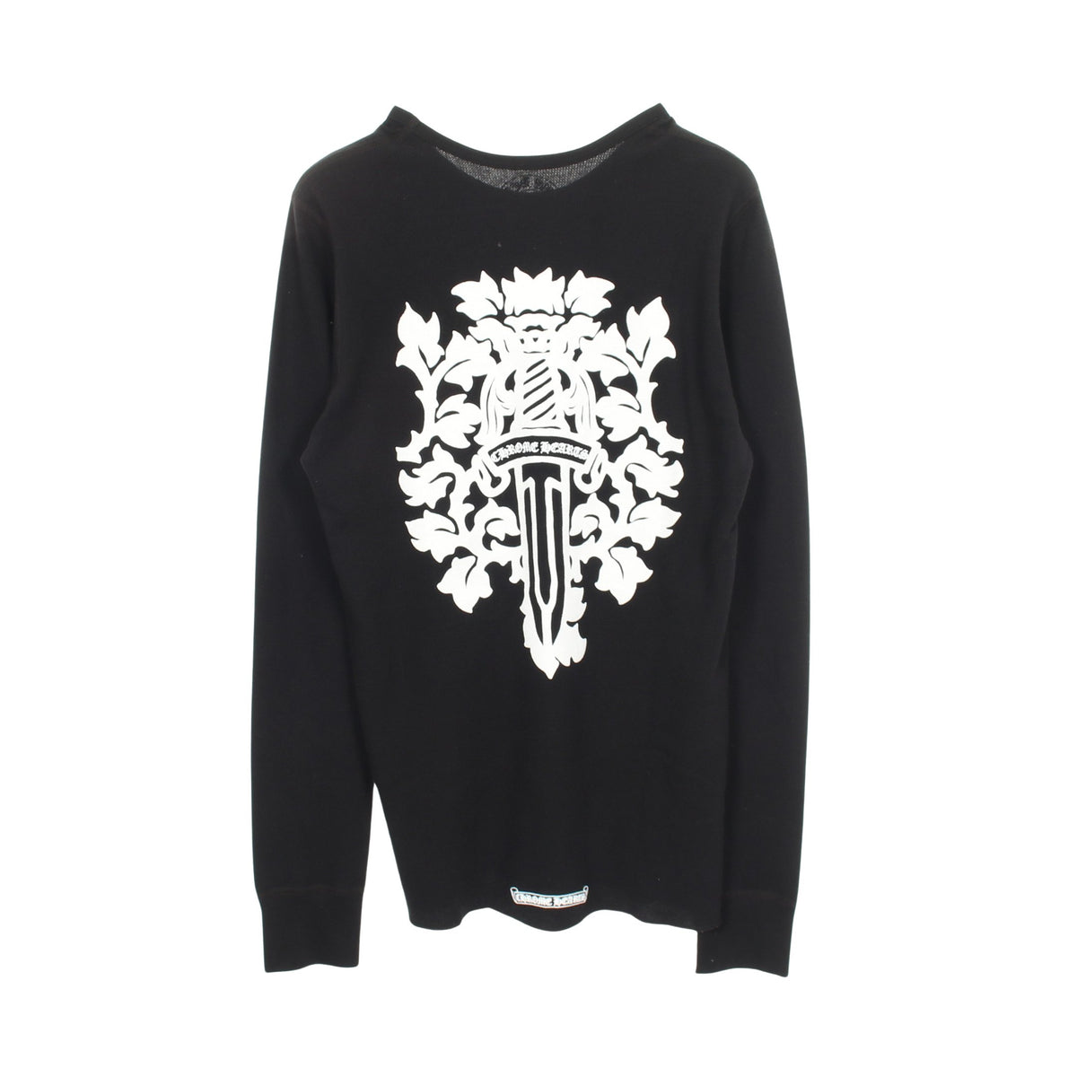 ダガー バックプリント ワッフル 長袖Tシャツ コットン ブラック クロムハーツ トップス Chrome Hearts