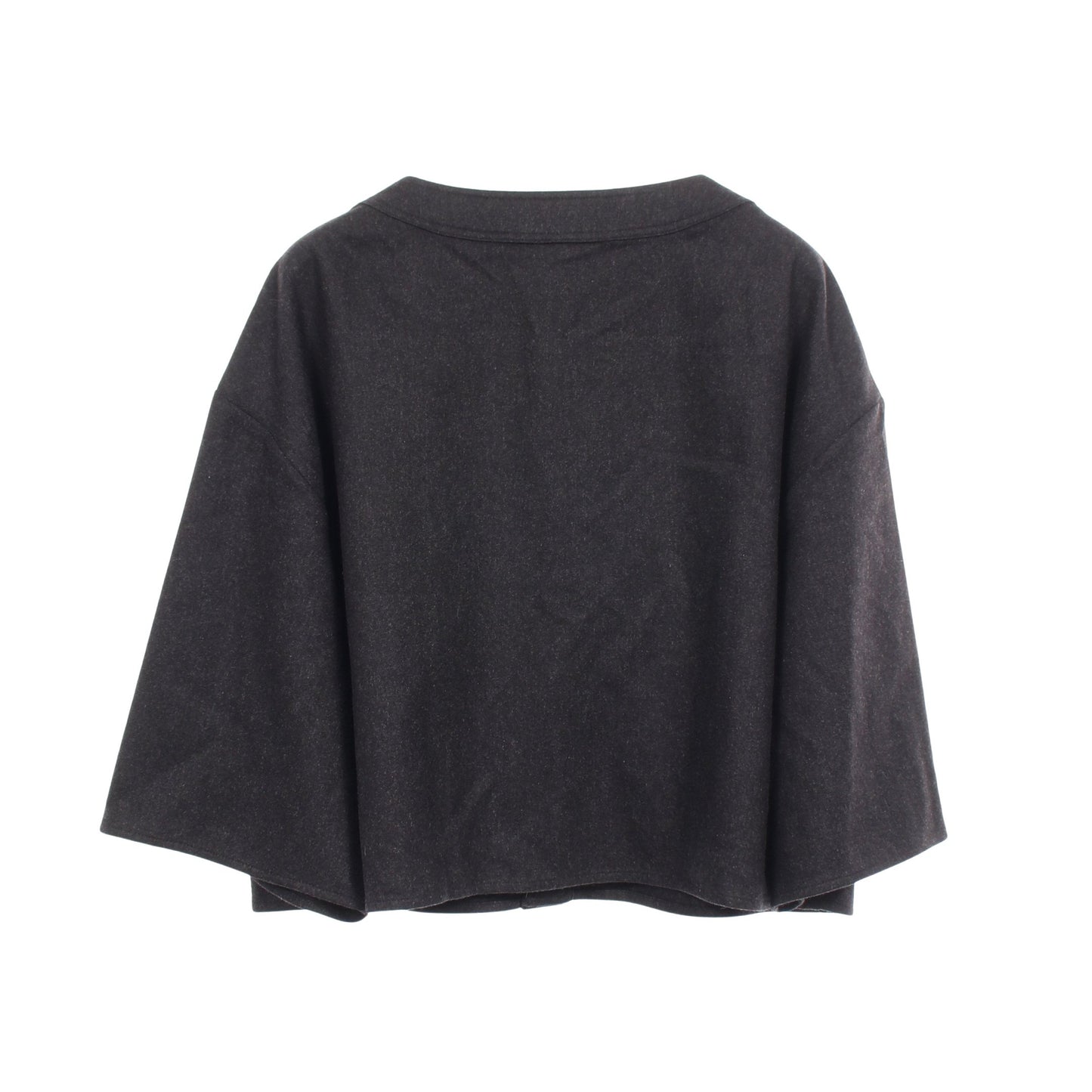 クロップトップ トリオンフボタン フラップポケット ノーカラージャケット カシミヤ ダークグレー セリーヌ