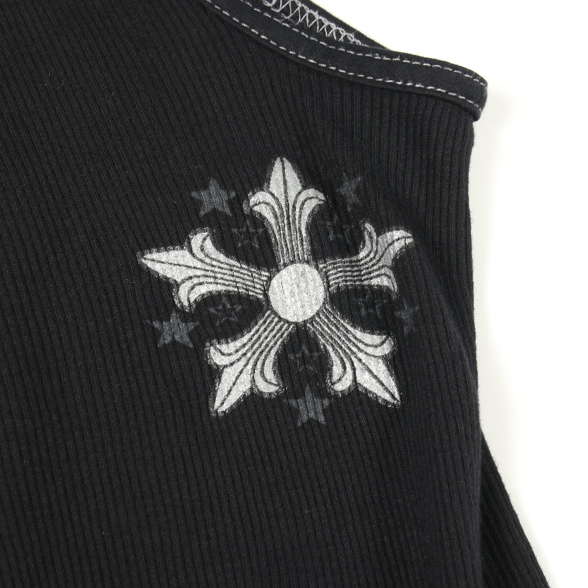 リブ バックロゴ タンクトップ コットン ブラック クロムハーツ トップス Chrome Hearts