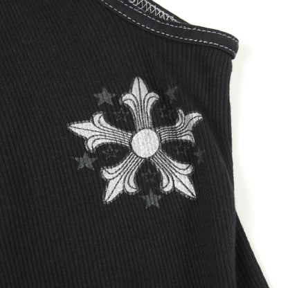 リブ バックロゴ タンクトップ コットン ブラック クロムハーツ トップス Chrome Hearts