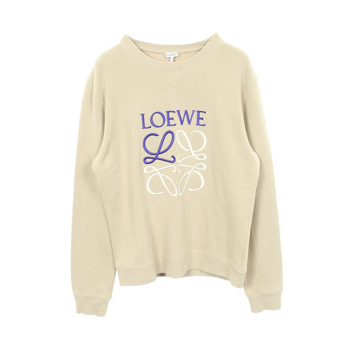 アナグラム 刺繍 スウェットシャツ コットン カーキベージュ ロエベ トップス LOEWE
