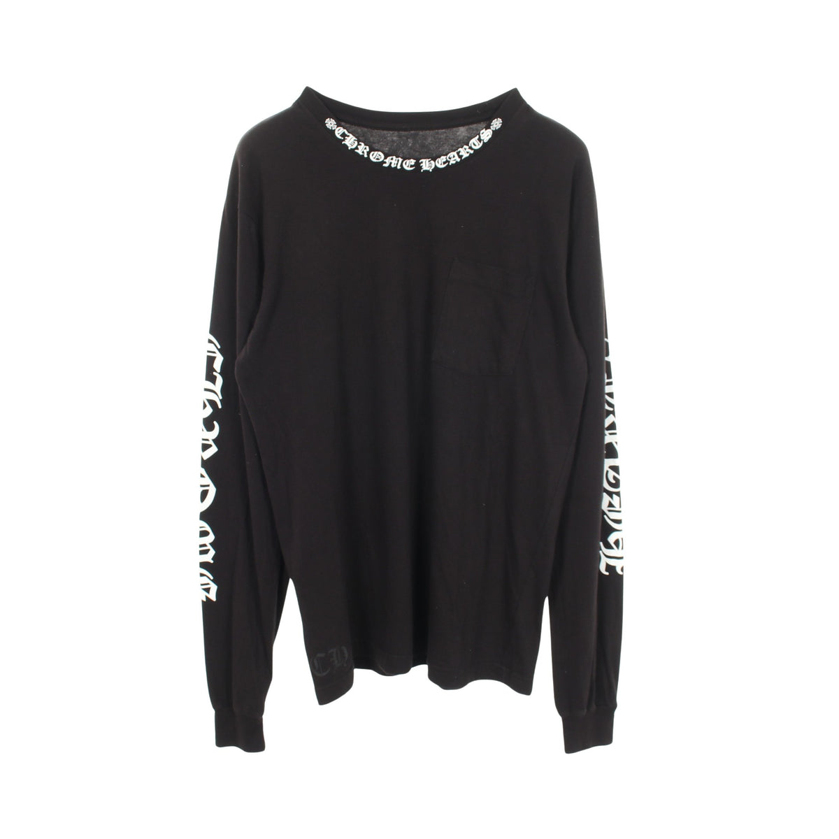 ネックロゴ アームロゴ ポケット付き 長袖Tシャツ コットン ブラック クロムハーツ トップス Chrome Hearts