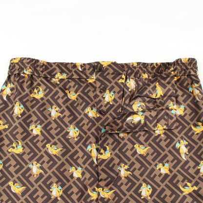 FENDI × FRGMT × Pokémon カイリュー ズッカ パンツ シルク ブラウン マルチカラー フェンディ ボトムス FENDI