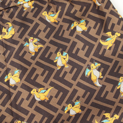 FENDI × FRGMT × Pokémon カイリュー ズッカ パンツ シルク ブラウン マルチカラー フェンディ ボトムス FENDI