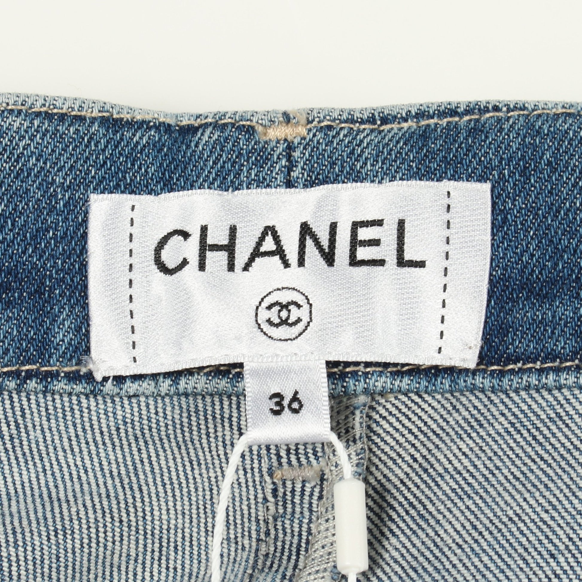 ココマーク 総柄 デニムパンツ コットン ブルー シャネル ボトムス CHANEL