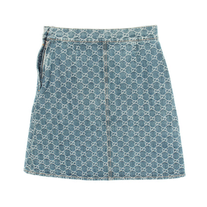 GGジャガード デニムスカート コットン ブルー グッチ ボトムス GUCCI