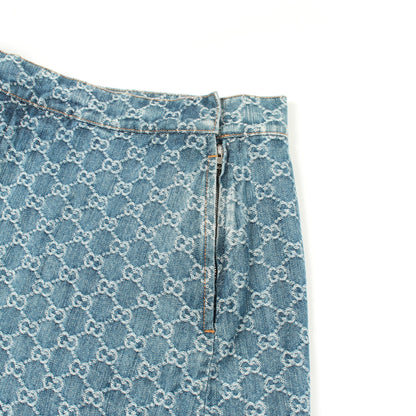 GGジャガード デニムスカート コットン ブルー グッチ ボトムス GUCCI