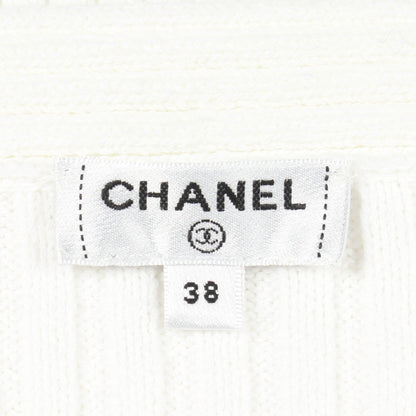 ココマーク ショルダーボタン ボートネック リブ ニットワンピース コットン ホワイト シャネル ワンピース CHANEL