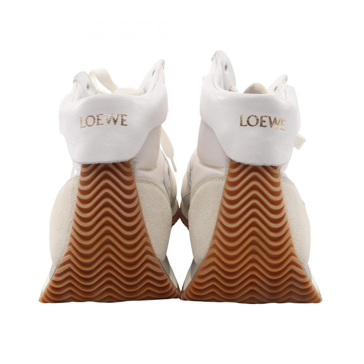 フローランナー ハイカットスニーカー ファブリック スエード レザー ホワイト ロエベ シューズ LOEWE
