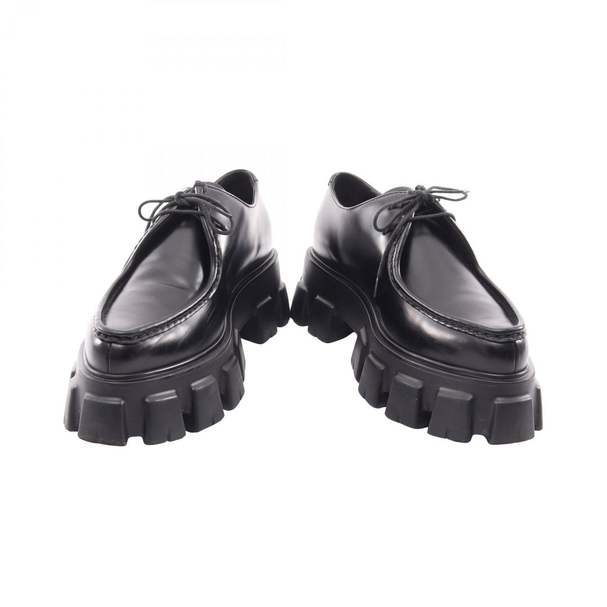 モノリス ブラッシュドレザー ダービーシューズ カジュアルシューズ レザー ブラック プラダ シューズ PRADA