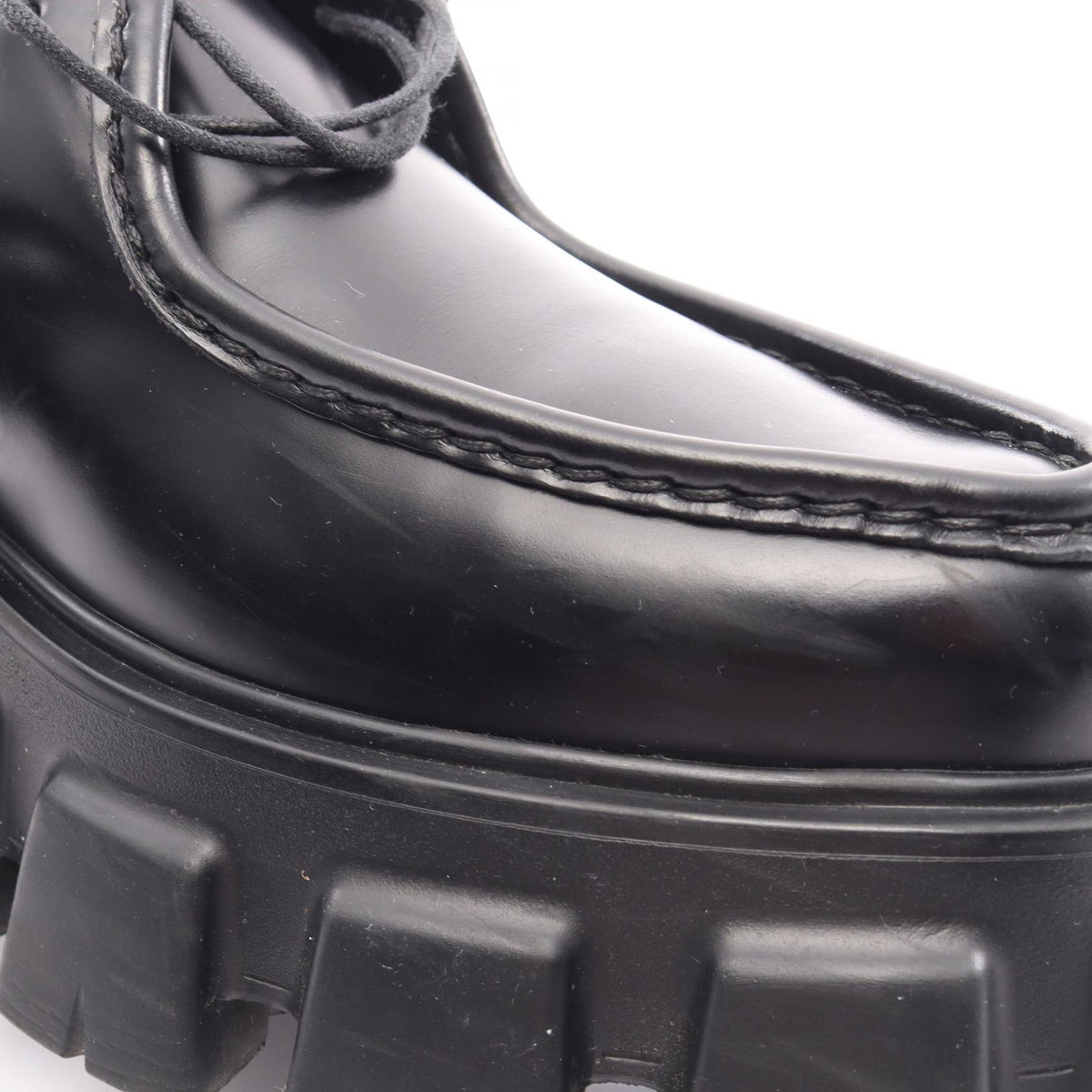 モノリス ブラッシュドレザー ダービーシューズ カジュアルシューズ レザー ブラック プラダ シューズ PRADA