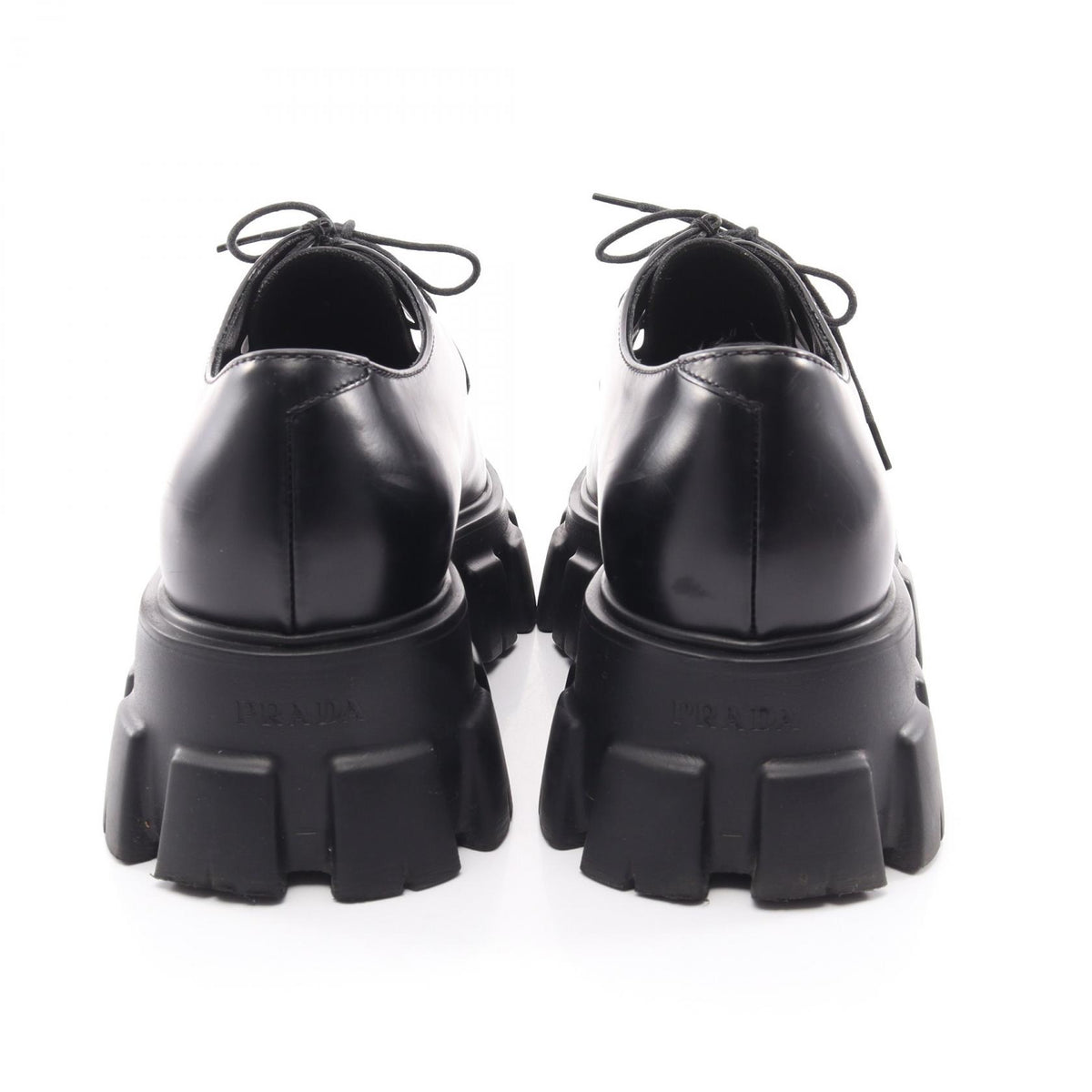 モノリス ブラッシュドレザー ダービーシューズ カジュアルシューズ レザー ブラック プラダ シューズ PRADA