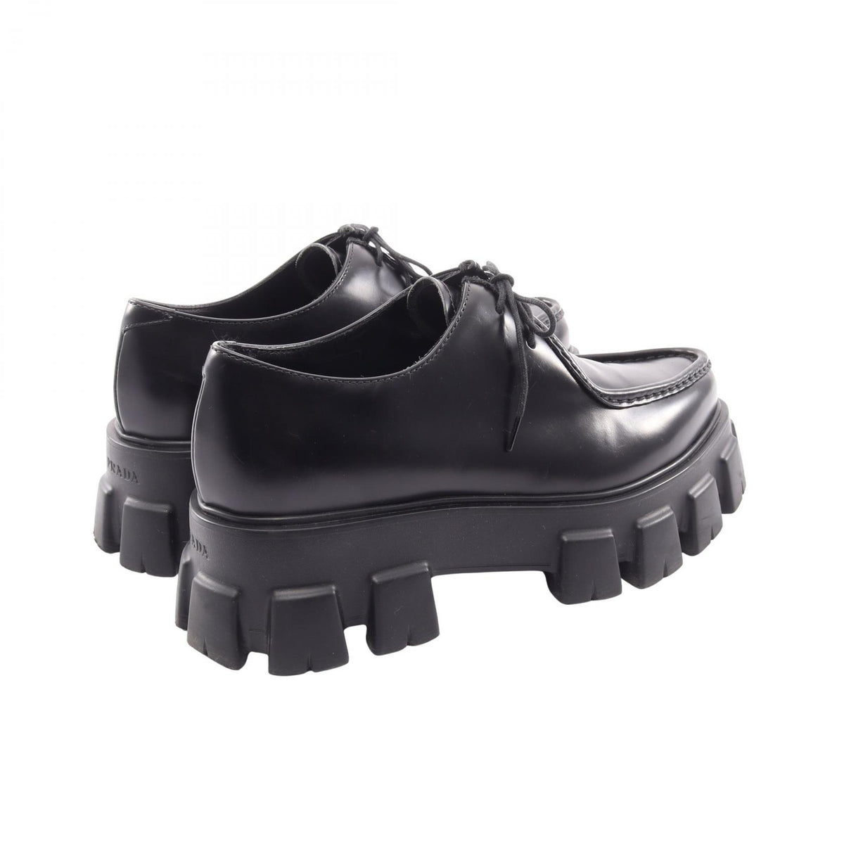モノリス ブラッシュドレザー ダービーシューズ カジュアルシューズ レザー ブラック プラダ シューズ PRADA