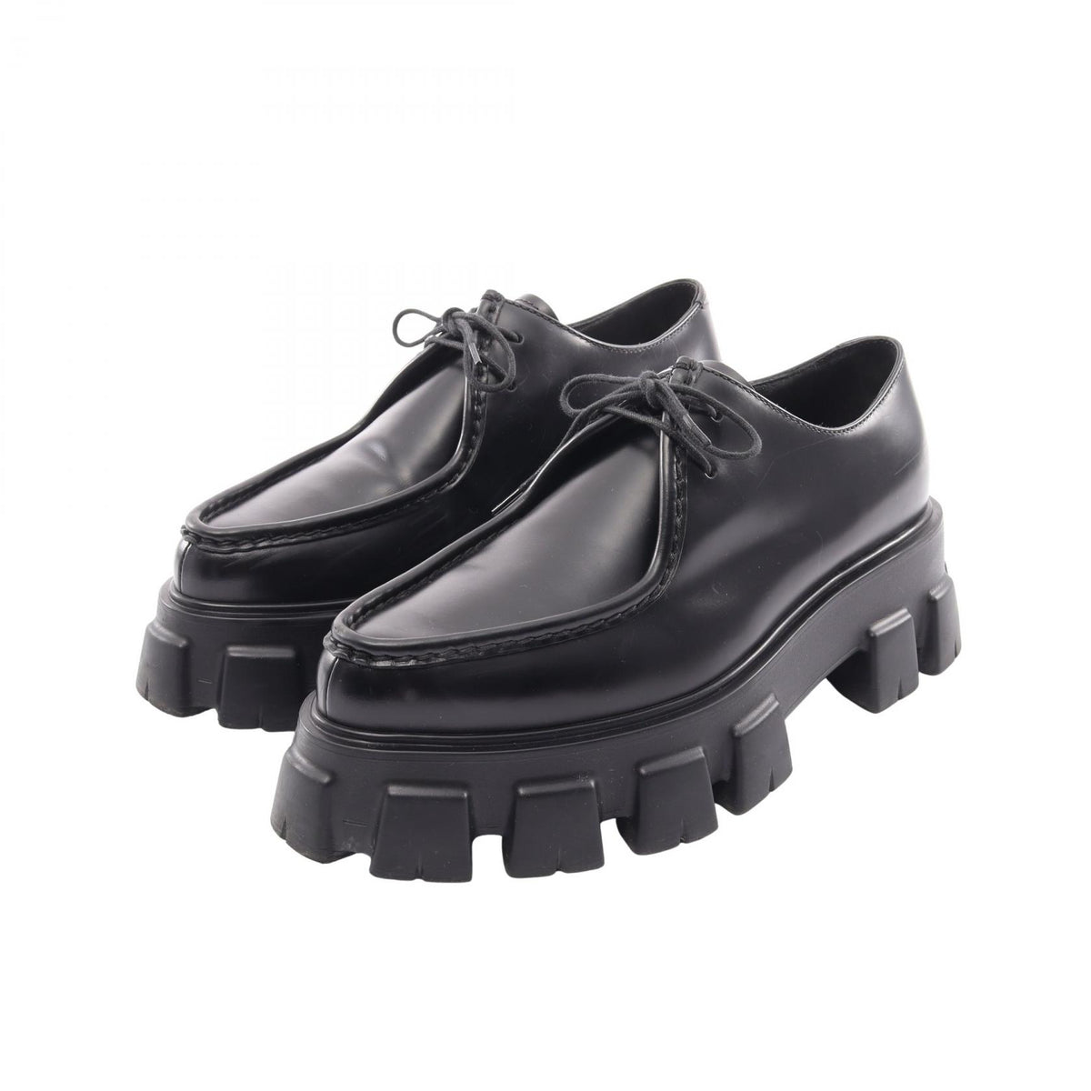 モノリス ブラッシュドレザー ダービーシューズ カジュアルシューズ レザー ブラック プラダ シューズ PRADA