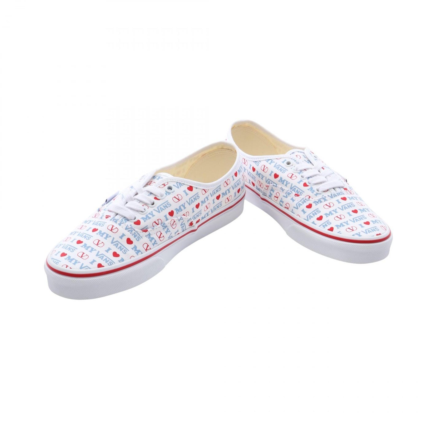 VALENTINO × VANS ローカットスニーカー キャンバス ホワイト レッド ライトブルー ヴァレンティノ シューズ VALENTINO