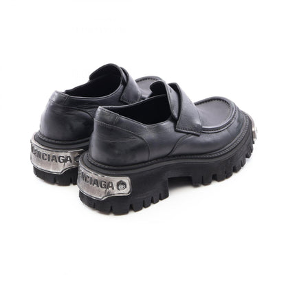 トラクター ロゴプレート ユーズド加工 ローファー レザー ブラック バレンシアガ シューズ BALENCIAGA