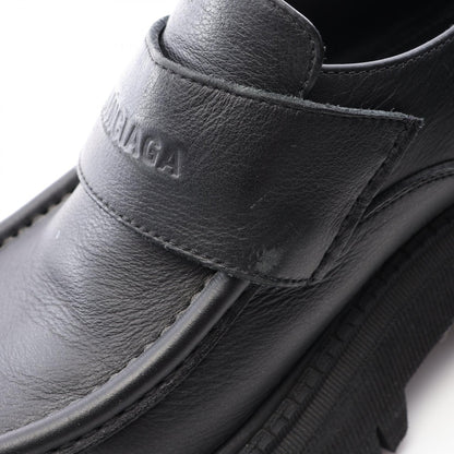トラクター ロゴプレート ユーズド加工 ローファー レザー ブラック バレンシアガ シューズ BALENCIAGA