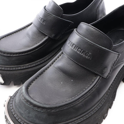トラクター ロゴプレート ユーズド加工 ローファー レザー ブラック バレンシアガ シューズ BALENCIAGA