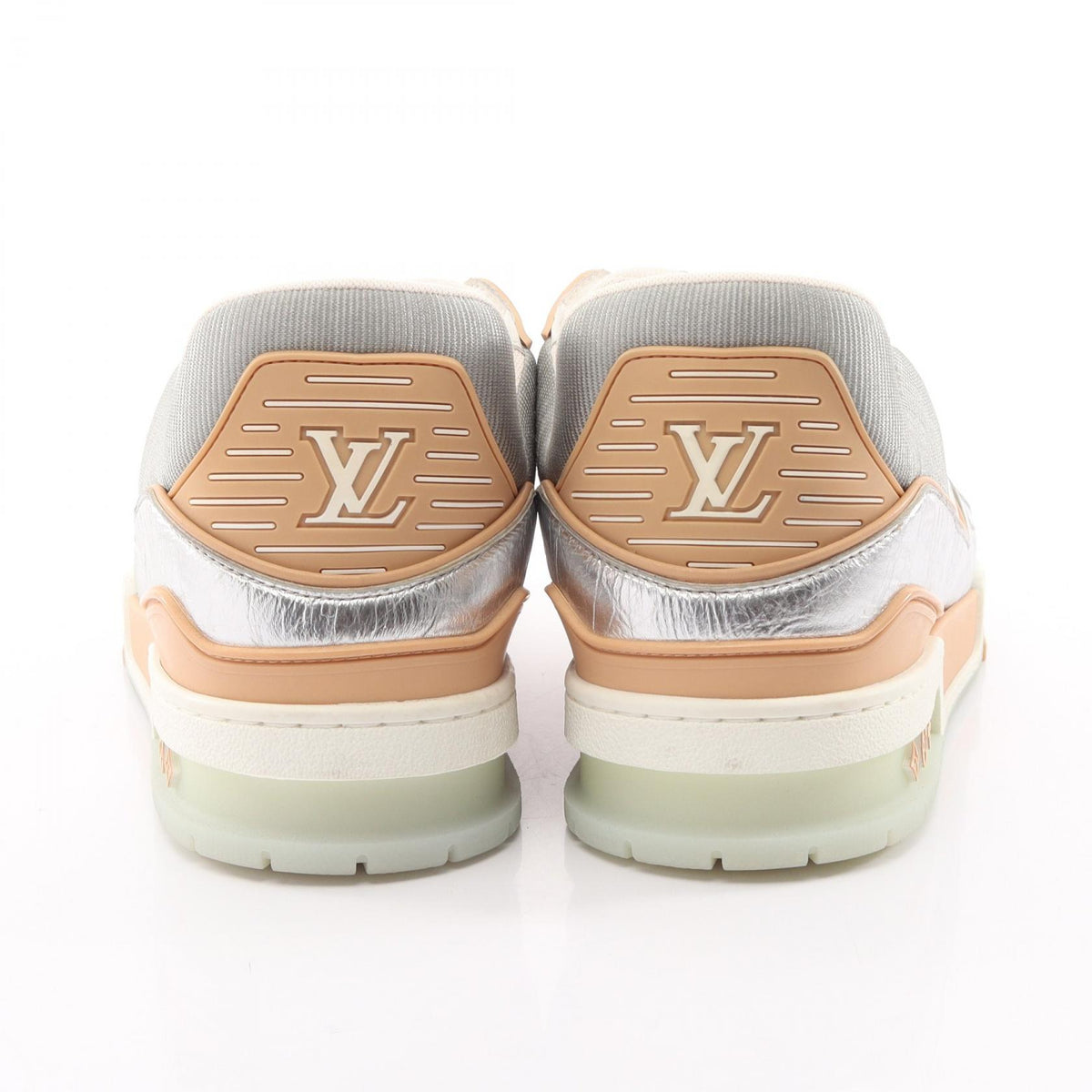 LVトレイナーライン スニーカー レザー ファブリック シルバー ベージュ ルイヴィトン シューズ LOUIS VUITTON