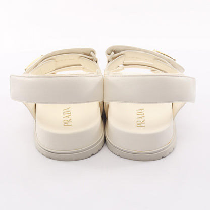 トライアングルロゴ サンダル レザー ホワイト プラダ シューズ PRADA