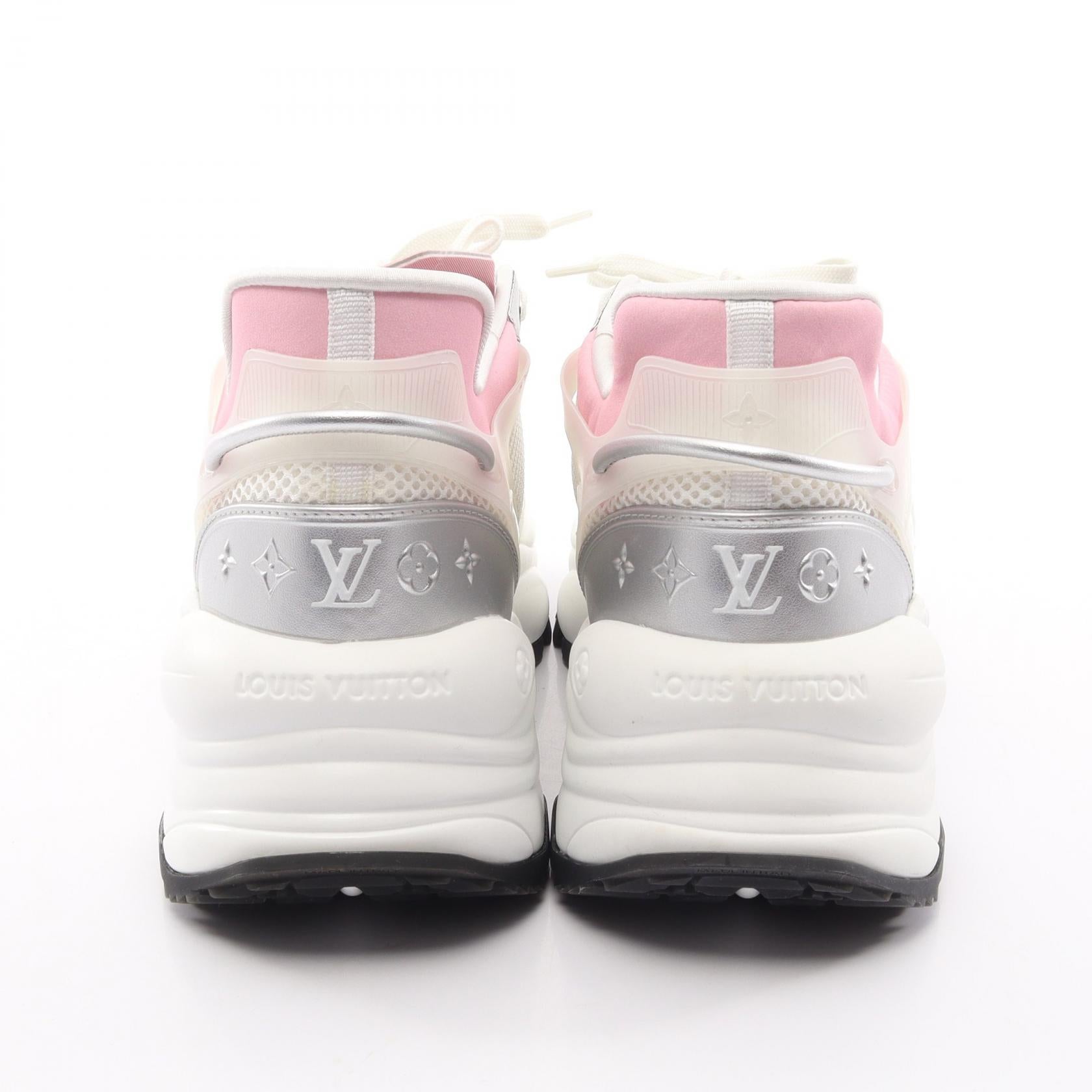 ラン55ライン スニーカー ファブリック レザー ホワイト シルバー ピンク ルイヴィトン シューズ LOUIS VUITTON