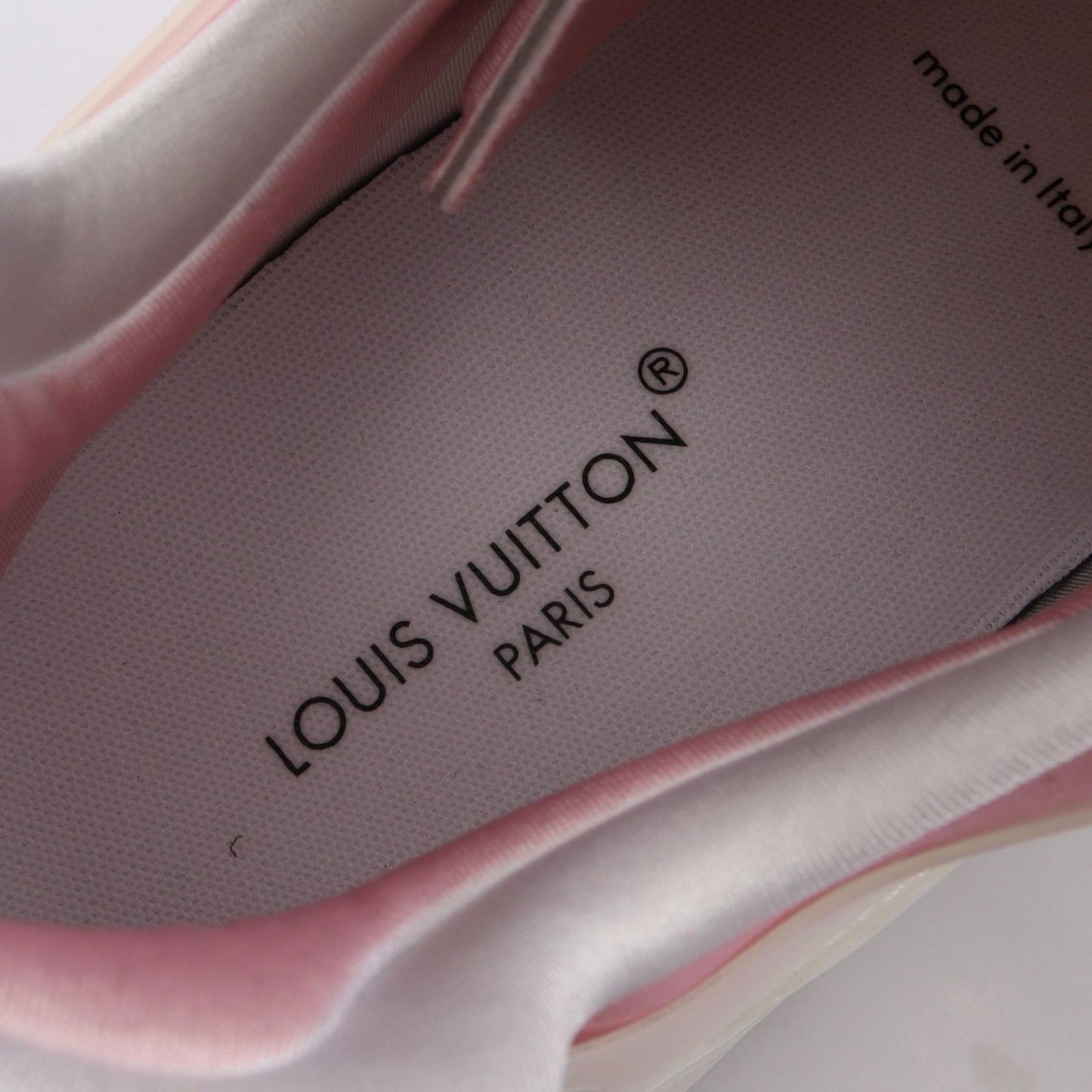 ラン55ライン スニーカー ファブリック レザー ホワイト シルバー ピンク ルイヴィトン シューズ LOUIS VUITTON