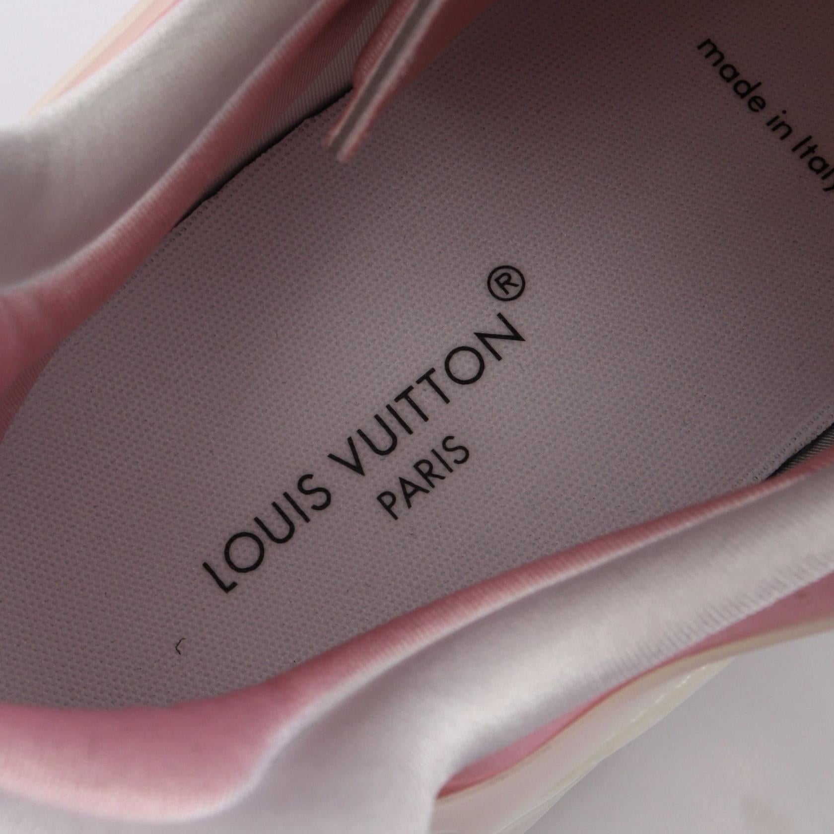 ラン55ライン スニーカー ファブリック レザー ホワイト シルバー ピンク ルイヴィトン シューズ LOUIS VUITTON