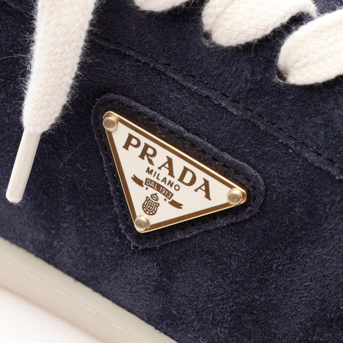 LANE トライアングルロゴ ローカットスニーカー スエード ネイビー プラダ シューズ PRADA