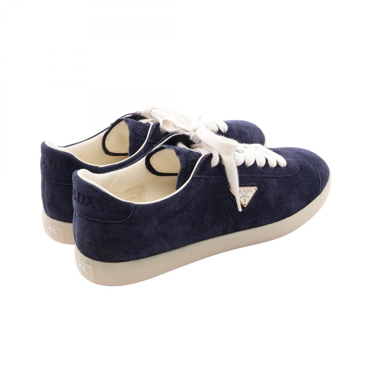 LANE トライアングルロゴ ローカットスニーカー スエード ネイビー プラダ シューズ PRADA