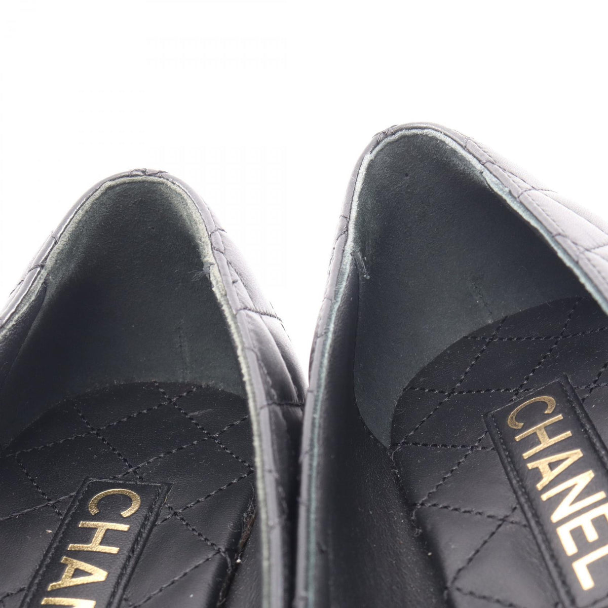 マトラッセ ターンロック フラットシューズ レザー ブラック シャネル シューズ CHANEL