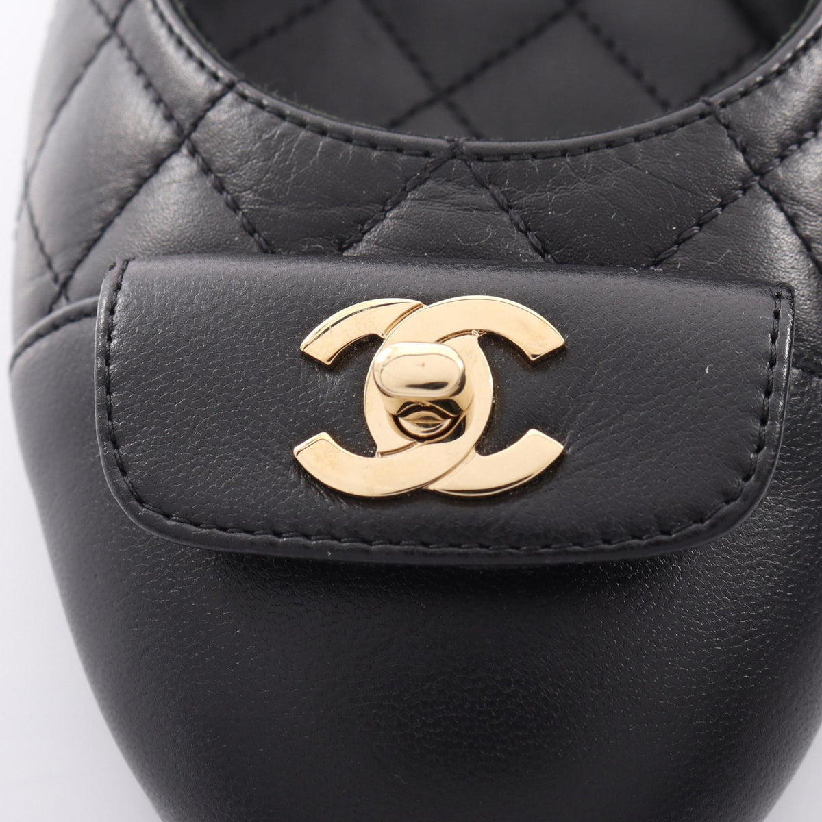 マトラッセ ターンロック フラットシューズ レザー ブラック シャネル シューズ CHANEL
