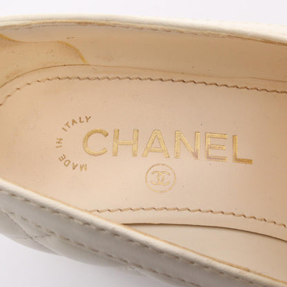 マトラッセ ハート ターンロックモチーフ ヒール ローファー レザー オフホワイト シャネル シューズ CHANEL