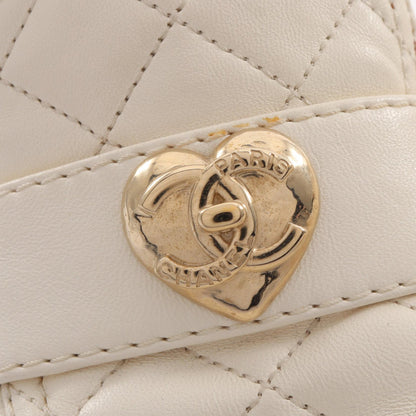 マトラッセ ハート ターンロックモチーフ ヒール ローファー レザー オフホワイト シャネル シューズ CHANEL