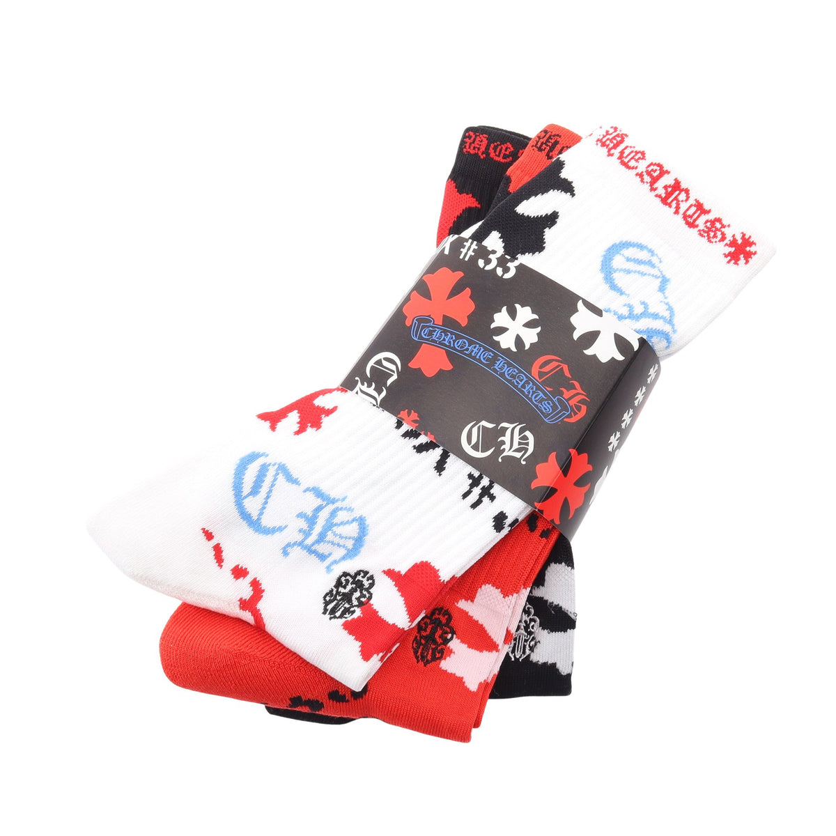 SOCKS U SPORT 靴下 3足セット 小物 コットン レッド ブラック マルチカラー クロムハーツ 財布・小物 Chrome Hearts