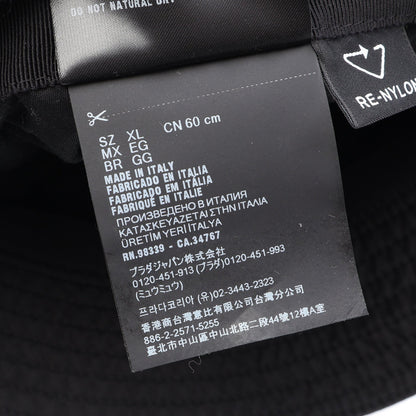Re-Nylon 三角プレート バケット ハット ナイロン ブラック プラダ