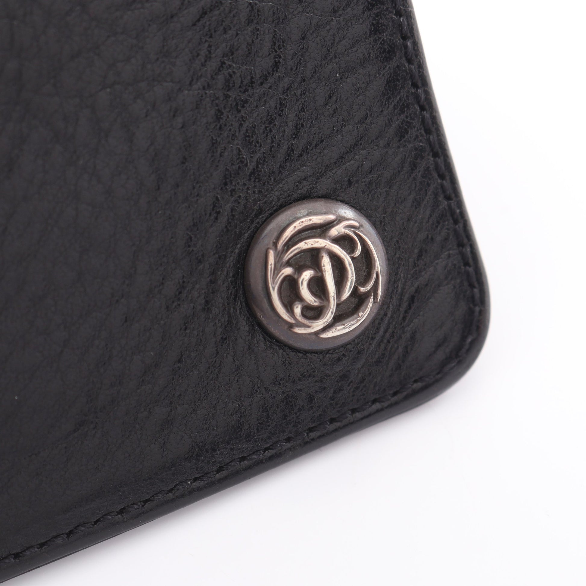 フローラルボタン 二つ折り財布 レザー ブラック クロムハーツ 財布・小物 Chrome Hearts