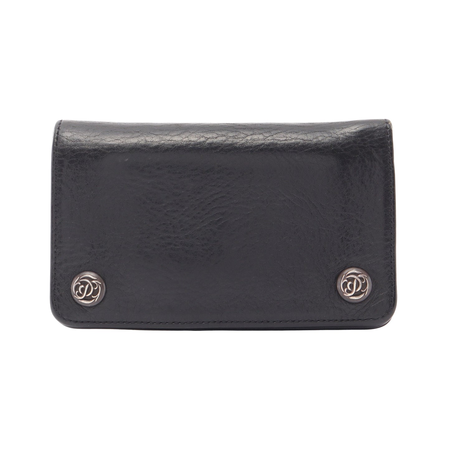 フローラルボタン 二つ折り財布 レザー ブラック クロムハーツ 財布・小物 Chrome Hearts