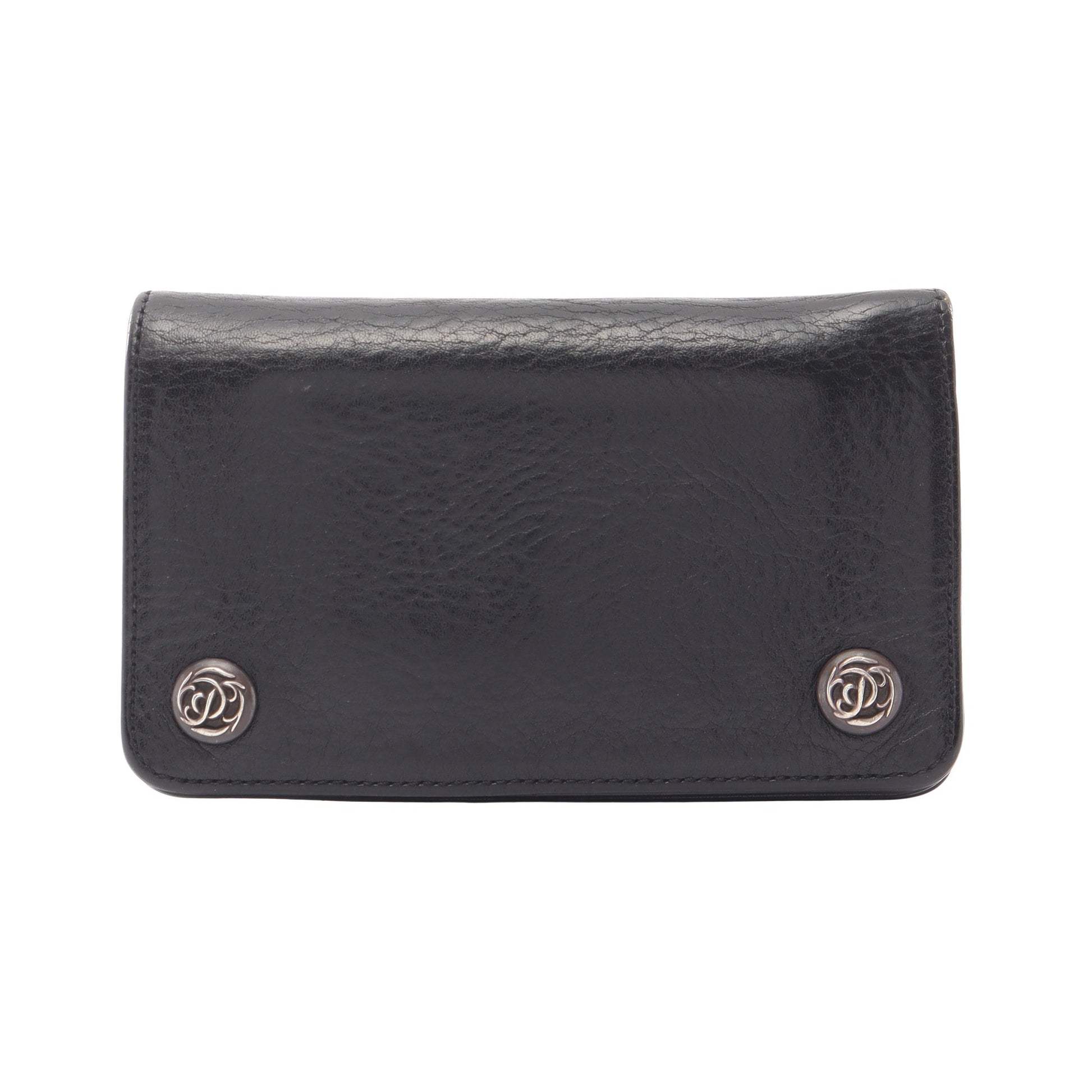 フローラルボタン 二つ折り財布 レザー ブラック クロムハーツ 財布・小物 Chrome Hearts