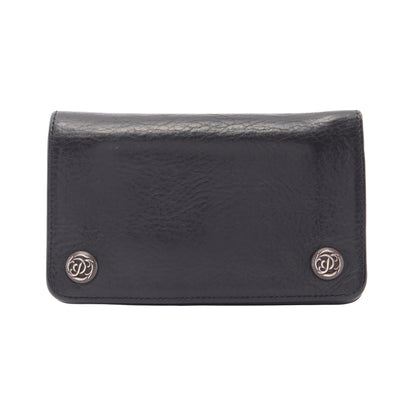 フローラルボタン 二つ折り財布 レザー ブラック クロムハーツ 財布・小物 Chrome Hearts