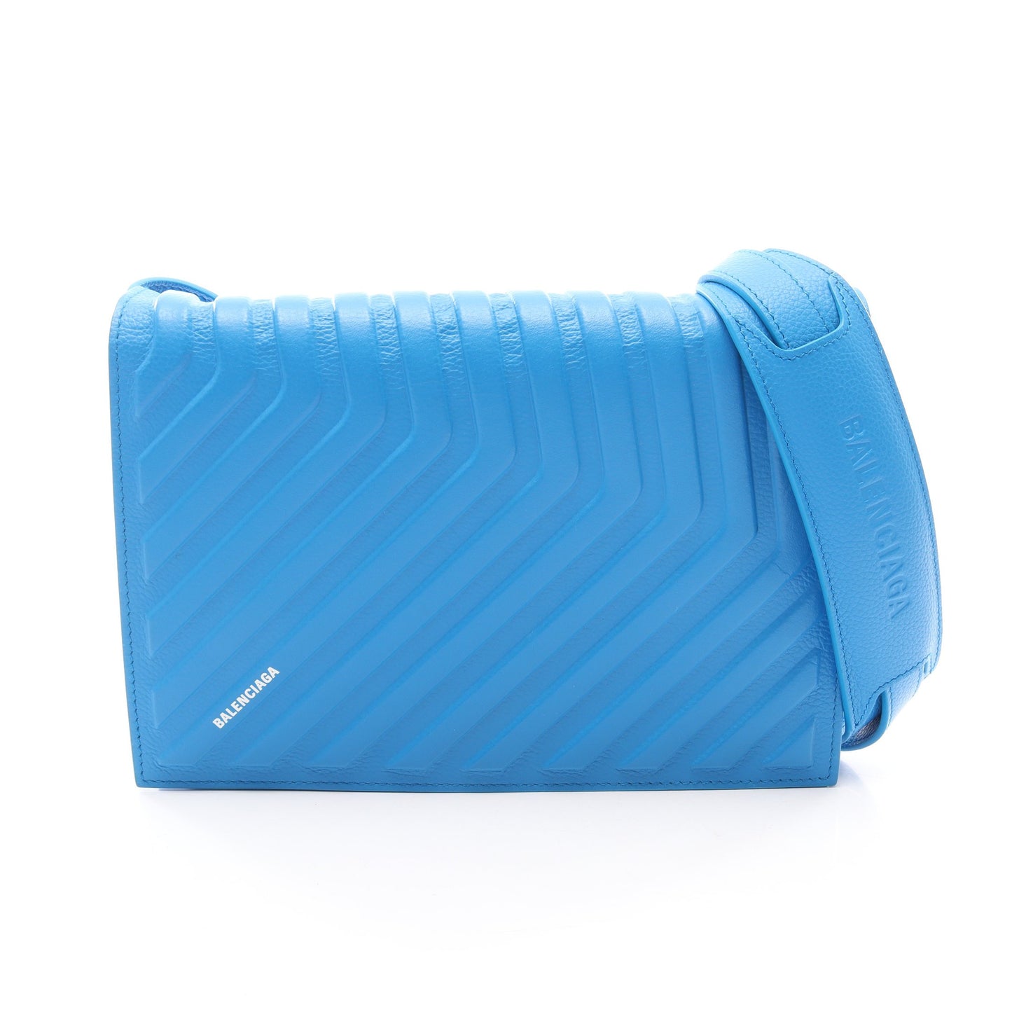 CAR FLAP BAG ショルダーバッグ レザー ブルー バレンシアガ