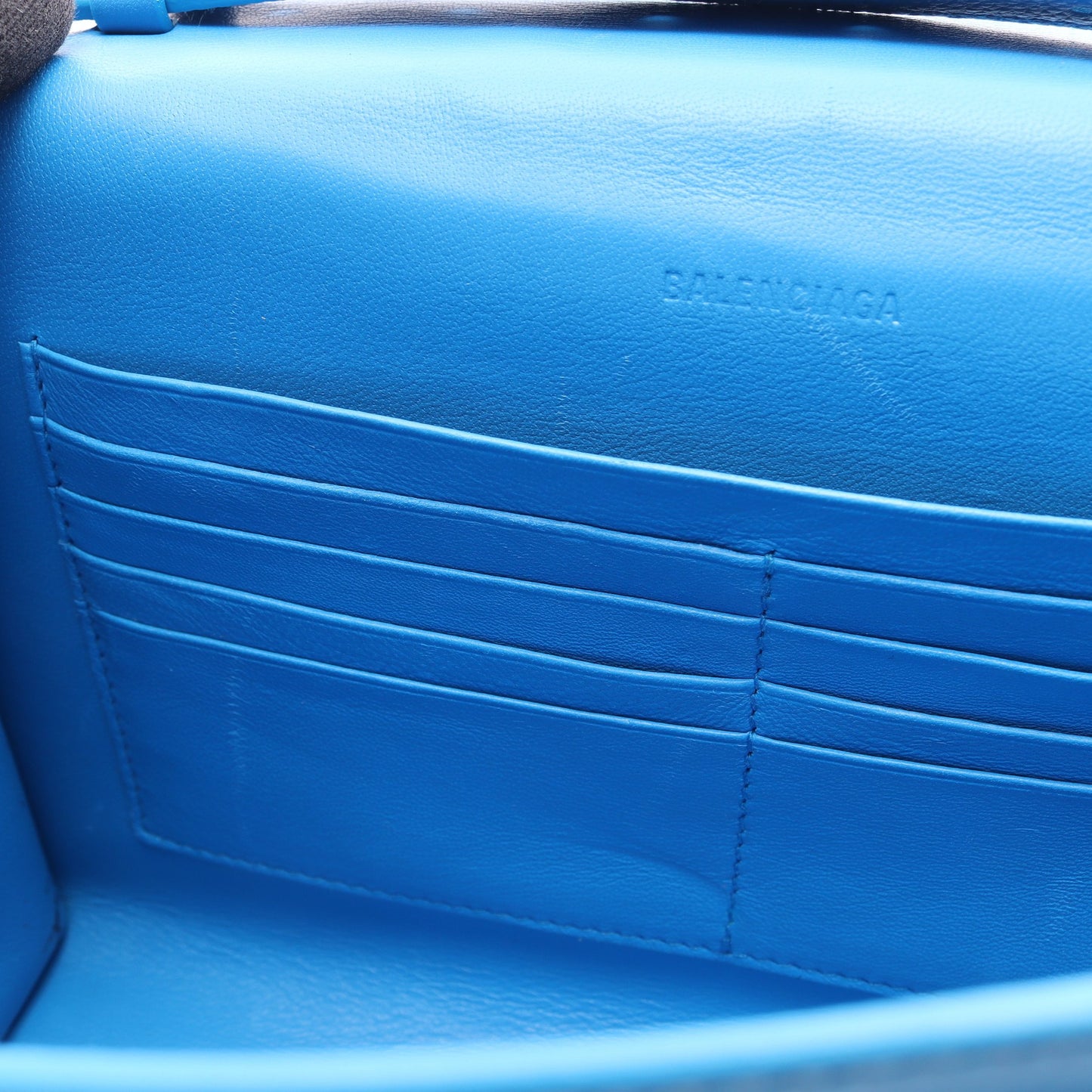 CAR FLAP BAG ショルダーバッグ レザー ブルー バレンシアガ