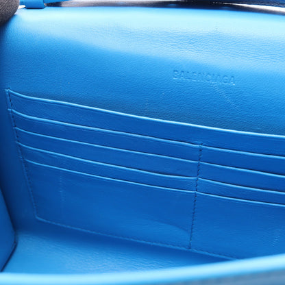 CAR FLAP BAG ショルダーバッグ レザー ブルー バレンシアガ