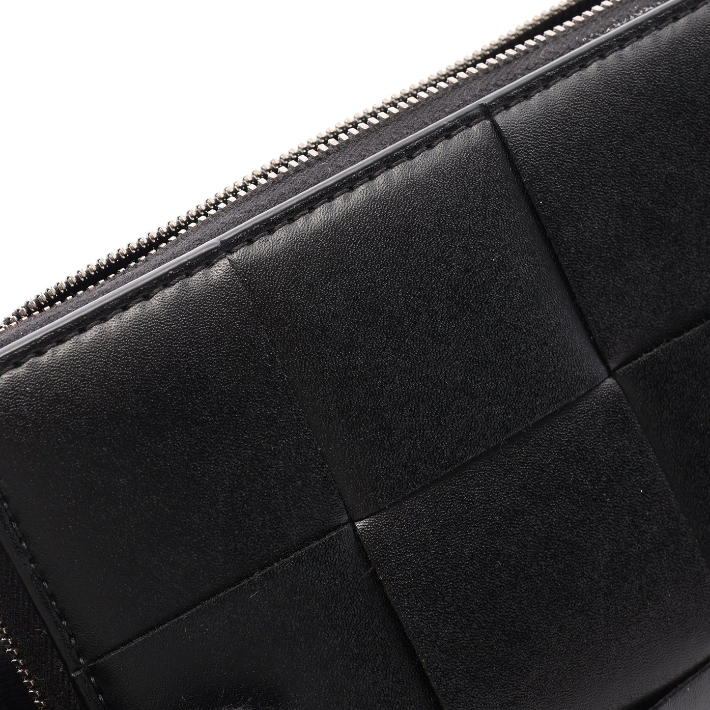 カセット ジップアラウンドウォレット マキシイントレチャート ラウンドファスナー長財布 レザー ブラック ボッテガヴェネタ